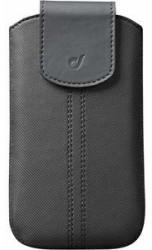 Cellular Line Slide & Pull - für Smartphone bis 5.4 Handy-Etui mit Verschluss aus echtem Leder schwarz