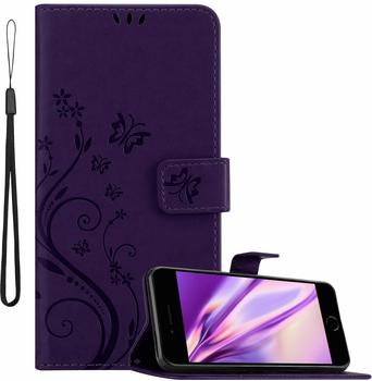 Cadorabo Hülle für Apple iPhone 8 Plus / 7 Plus / 7S Plus in FLORAL DUNKEL LILA