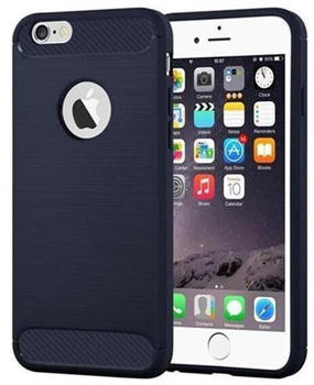 Cadorabo Hülle für Apple iPhone 6 / iPhone 6S Hülle in BRUSHED BLAU Handyhülle aus TPU Silikon in Edelstahl-Karbonfaser Optik Silikonhülle Schutzhülle Ultra Slim Soft Back Cover Case Bumper