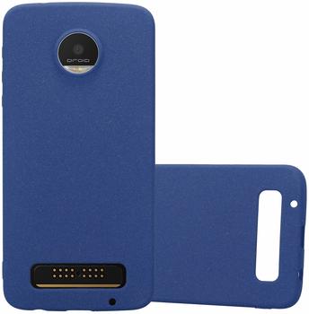 Cadorabo Hülle für Motorola MOTO Z PLAY in FROST DUNKEL BLAU Handyhülle aus flexiblem TPU Silikon Silikonhülle Schutzhülle Ultra Slim Soft Back Cover Case Bumper