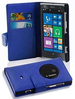Cadorabo Hülle für Nokia Lumia 1020 in KÖNIGS BLAU Handyhülle aus strukturiertem Kunstleder mit Standfunktion und Kartenfach