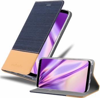 Cadorabo Hülle für Samsung Galaxy S8 in DUNKEL BLAU BRAUN Handyhülle mit Magnetverschluss, Standfunktion und Kartenfach