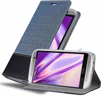 Cadorabo Hülle für HTC ONE M8 in DUNKEL BLAU SCHWARZ Handyhülle mit Magnetverschluss, Standfunktion und Kartenfach
