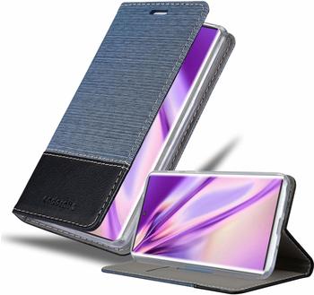 Cadorabo Hülle für Samsung Galaxy Note 10 Plus in DUNKEL BLAU SCHWARZ - Handyhülle mit Magnetverschluss, Standfunktion und Kartenfach