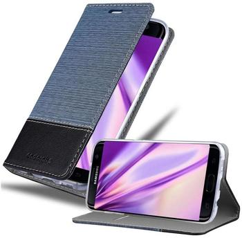 Cadorabo Hülle für Samsung Galaxy S7 EDGE in DUNKEL BLAU SCHWARZ Handyhülle mit Magnetverschluss, Standfunktion und Kartenfach