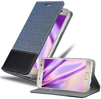 Cadorabo Hülle für Samsung Galaxy S7 in DUNKEL BLAU SCHWARZ Handyhülle mit Magnetverschluss, Standfunktion und Kartenfach