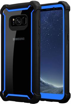 Cadorabo Hülle für Samsung Galaxy S8 in BLAU SCHWARZ - 2-in-1 Handyhülle mit TPU Silikon-Rand und Acryl-Glas-Rücken - Schutzhülle Hybrid Hardcase Back Case