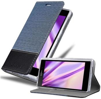 Cadorabo Hülle für Sony Xperia Z1 in DUNKEL BLAU SCHWARZ Handyhülle mit Magnetverschluss, Standfunktion und Kartenfach