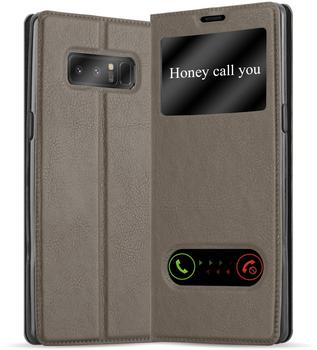 Cadorabo Hülle für Samsung Galaxy NOTE 8 in STEIN BRAUN - Handyhülle mit Magnetverschluss, Standfunktion und 2 Sichtfenstern -