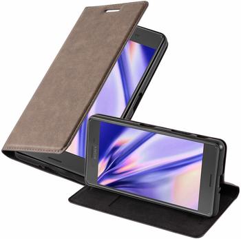 Cadorabo Hülle für Sony Xperia X Performance in KAFFEE BRAUN Handyhülle mit Magnetverschluss, Standfunktion und Kartenfach