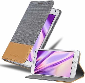 Cadorabo Hülle für Samsung Galaxy NOTE 4 in HELL GRAU BRAUN Handyhülle mit Magnetverschluss, Standfunktion und Kartenfach