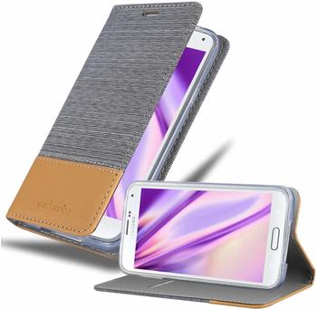 Cadorabo Hülle für Samsung Galaxy S5 / S5 NEO in HELL GRAU BRAUN Handyhülle mit Magnetverschluss, Standfunktion und Kartenfach