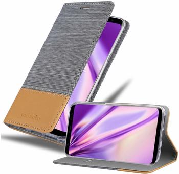 Cadorabo Hülle für Samsung Galaxy S8 in HELL GRAU BRAUN Handyhülle mit Magnetverschluss, Standfunktion und Kartenfach