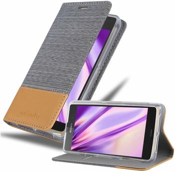 Cadorabo Hülle für Sony Xperia Z2 COMPACT in HELL GRAU BRAUN Handyhülle mit Magnetverschluss, Standfunktion und Kartenfach