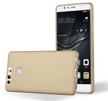 Cadorabo Hülle für Huawei P9 in METALLIC GOLD Handyhülle aus flexiblem TPU Silikon Silikonhülle Schutzhülle Ultra Slim Soft Back Cover Case Bumper
