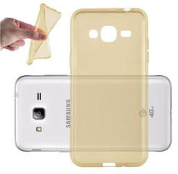 Cadorabo Hülle für Samsung Galaxy J3 2016 in TRANSPARENT GOLD Handyhülle aus flexiblem TPU Silikon Silikonhülle Schutzhülle Ultra Slim Soft Back Cover Case Bumper
