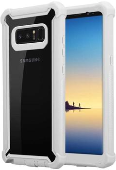 Cadorabo Hülle für Samsung Galaxy NOTE 8 in BIRKEN GRAU - 2-in-1 Handyhülle mit TPU Silikon-Rand und Acryl-Glas-Rücken - Schutzhülle Hybrid Hardcase Back Case