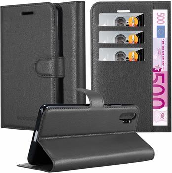 Cadorabo Hülle für Samsung Galaxy NOTE 10 PLUS in PHANTOM SCHWARZ - Handyhülle mit Magnetverschluss, Standfunktion und Kartenfach