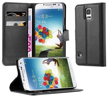 Cadorabo Hülle für Samsung Galaxy S5 / S5 NEO in PHANTOM SCHWARZ Handyhülle mit Magnetverschluss, Standfunktion und Kartenfach