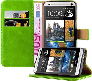 Cadorabo Hülle für HTC One M7 in GRAS GRÜN Handyhülle mit Magnetverschluss, Standfunktion und Kartenfach