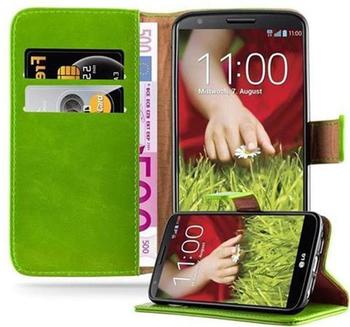 Cadorabo Hülle für LG G2 in GRAS GRÜN Handyhülle mit Magnetverschluss, Standfunktion und Kartenfach