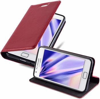 Cadorabo Hülle für Samsung Galaxy S2 / S2 PLUS in APFEL ROT Handyhülle mit Magnetverschluss, Standfunktion und Kartenfach