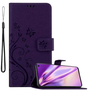 Cadorabo Hülle für Samsung Galaxy S10 5G in FLORAL DUNKEL LILA Handyhülle im Blumen Design mit Magnetverschluss, Standfunktion und 3 Kartenfächern Case Cover Schutzhülle Etui Tasche