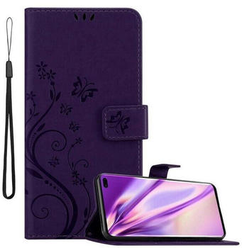 Cadorabo Hülle für Samsung Galaxy S10 Plus in FLORAL DUNKEL LILA Handyhülle im Blumen Design mit Magnetverschluss, Standfunktion und 3 Kartenfächern Case Cover Schutzhülle Etui Tasche