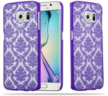 Cadorabo für Samsung Galaxy S6 EDGE Hardcase Hülle in LILA von - Blumen Paisley Henna Design Schutzhülle - Handyhülle Bumper Back Case Cover
