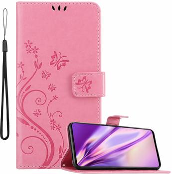 Cadorabo Hülle für Samsung Galaxy A71 in FLORAL ROSA - Handyhülle im Blumen Design mit Magnetverschluss, Standfunktion und 3 Kartenfächern -