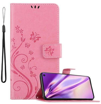 Cadorabo Hülle für Samsung Galaxy S10 5G in FLORAL ROSA Handyhülle im Blumen Design mit Magnetverschluss, Standfunktion und 3 Kartenfächern Case Cover Schutzhülle Etui Tasche