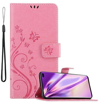 Cadorabo Hülle für Samsung Galaxy S10 Plus in FLORAL ROSA Handyhülle im Blumen Design mit Magnetverschluss, Standfunktion und 3 Kartenfächern Case Cover Schutzhülle Etui Tasche