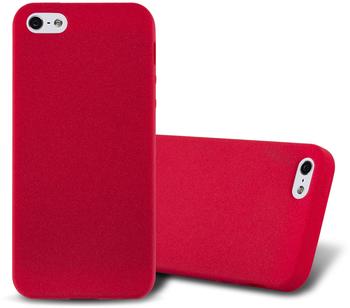 Cadorabo Hülle für Apple iPhone 5 / iPhone 5S / iPhone SE in FROST ROT Handyhülle aus flexiblem TPU Silikon Silikonhülle Schutzhülle Ultra Slim Soft Back Cover Case Bumper