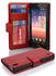 Cadorabo Hülle für Huawei P7 in INFERNO ROT Handyhülle mit Magnetverschluss und 3 Kartenfächern