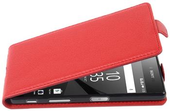 Cadorabo Hülle für Sony Xperia Z5 COMPACT in INFERNO ROT Handyhülle im Flip Design aus strukturiertem Kunstleder