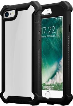 Cadorabo Hülle für Apple iPhone 7 / 7S / 8 / SE 2020 in ERLEN SCHWARZ - 2-in-1 Handyhülle mit TPU Silikon-Rand und Acryl-Glas-Rücken - Schutzhülle Hybrid Hardcase Back Case