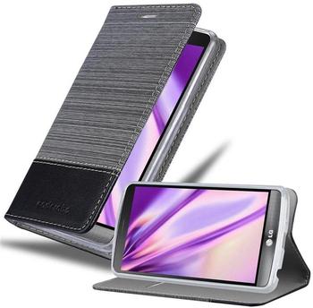 Cadorabo Hülle für LG G3 in GRAU SCHWARZ Handyhülle mit Magnetverschluss, Standfunktion und Kartenfach