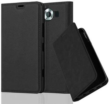 Cadorabo Hülle für Nokia Lumia 950 in NACHT SCHWARZ Handyhülle mit Magnetverschluss, Standfunktion und Kartenfach