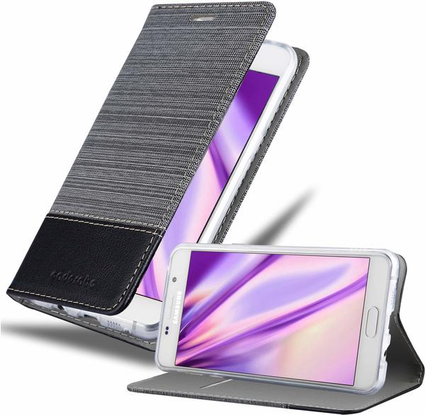 Cadorabo Hülle für Samsung Galaxy A5 2016 in GRAU SCHWARZ Handyhülle mit Magnetverschluss, Standfunktion und Kartenfach