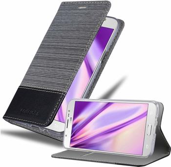 Cadorabo Hülle für Samsung Galaxy J7 2016 in GRAU SCHWARZ Handyhülle mit Magnetverschluss, Standfunktion und Kartenfach