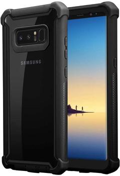 Cadorabo Hülle für Samsung Galaxy NOTE 8 in ERLEN SCHWARZ - 2-in-1 Handyhülle mit TPU Silikon-Rand und Acryl-Glas-Rücken - Schutzhülle Hybrid Hardcase Back Case