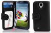 Cadorabo Hülle für Samsung Galaxy S4 Hülle in LAVA SCHWARZ Handyhülle mit Spiegel und Kartenfach