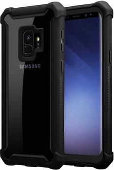 Cadorabo Hülle für Samsung Galaxy S9 in ERLEN SCHWARZ - 2-in-1 Handyhülle mit TPU Silikon-Rand und Acryl-Glas-Rücken - Schutzhülle Hybrid Hardcase Back Case