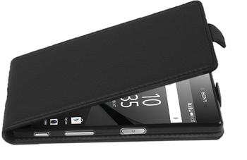 Cadorabo Hülle für Sony Xperia Z5 COMPACT in OXID SCHWARZ - Handyhülle im Flip Design aus strukturiertem Kunstleder -