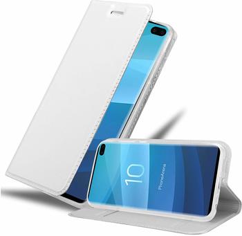 Cadorabo Hülle für Samsung Galaxy S10 PLUS in CLASSY SILBER - Handyhülle mit Magnetverschluss, Standfunktion und Kartenfach