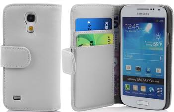 Cadorabo Hülle für Samsung Galaxy S4 MINI in POLAR WEIß - Handyhülle aus glattem Kunstleder mit Standfunktion und Kartenfach