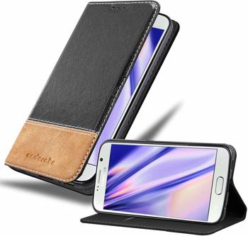 Cadorabo Hülle für Samsung Galaxy S6 in SCHWARZ BRAUN - Handyhülle mit Magnetverschluss, Standfunktion und Kartenfach