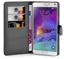 Cadorabo Flip Case für Samsung Galaxy NOTE 4 in PHANTOM SCHWARZ
