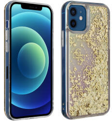 Guess Liquid Glitter Case Gradient für Apple iPhone 12 mini - gold (GUHCP12SLG4GGPIGO)