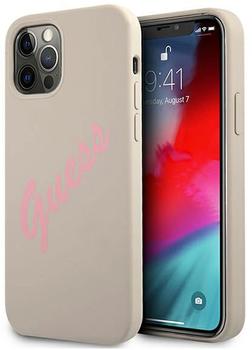 Guess Hard Cover Silicone Vintage Grey/Pink, für Apple iPhone 12 Pro Max, GUHCP12LLSVSGP, Blister (GUHCP12LLSVSGP)
